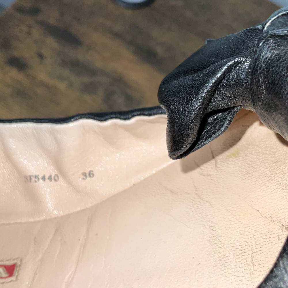 Prada Black Leather Bow Ballet Flats - Picture 5 of 12